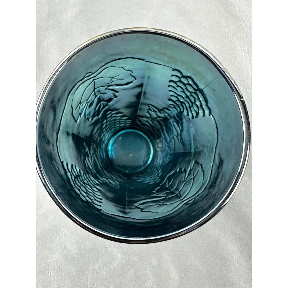Vintage Indiana Harvest Blue Carnival Glass Tumbler Embossed Grapes‎ Leaves